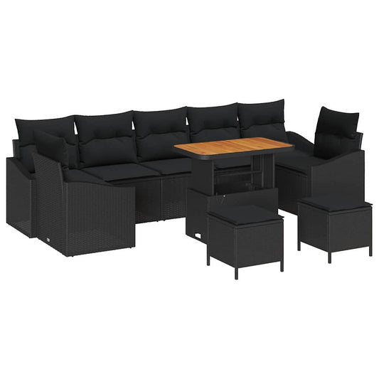 Conjunto de Sofá de Jardim 10 pcs Preto 90 x 55 x 71 cm