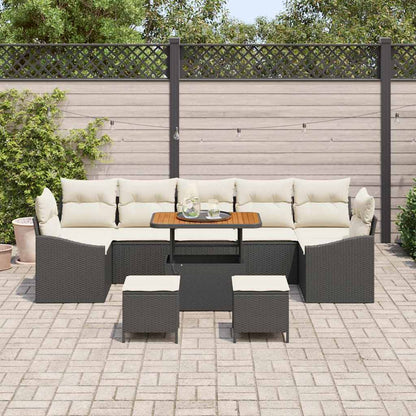 Conjunto de Sofá de Jardim 10 pcs Preto e Creme 90 x 55 x 71 cm