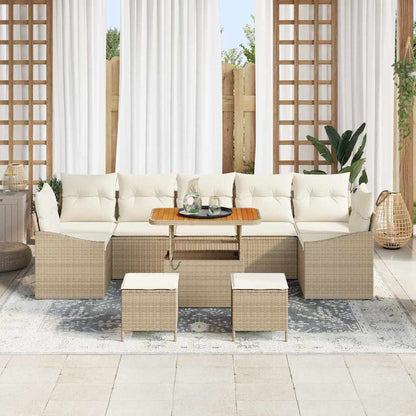 Conjunto de Sofá de Jardim 10 pcs Bege e Creme 90 x 55 x 71 cm