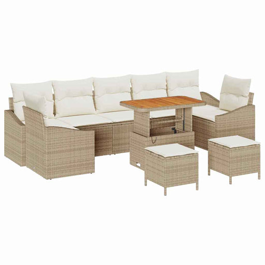 Conjunto de Sofá de Jardim 10 pcs Bege e Creme 90 x 55 x 71 cm