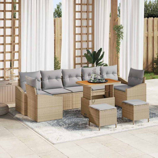 Conjunto de Sofá de Jardim 10 pcs Bege e Cinza Claro