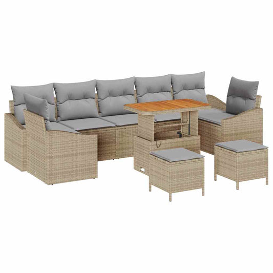 Conjunto de Sofá de Jardim 10 pcs Bege e Cinza Claro
