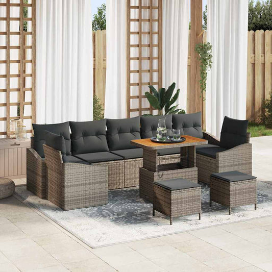 Conjunto de Sofá de Jardim 10 pcs Cinzeto 90 x 55 x 71 cm