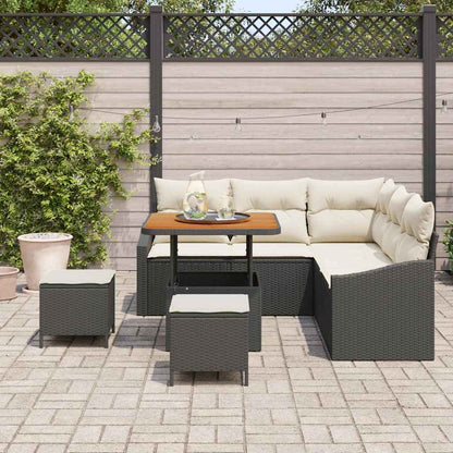 Conjunto de Sofá de Jardim 8 pcs Preto e Creme 80 x 80 x 71 cm