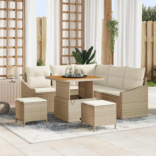 Conjunto de Sofá de Jardim 8 pcs Bege e Creme 80 x 80 x 71 cm