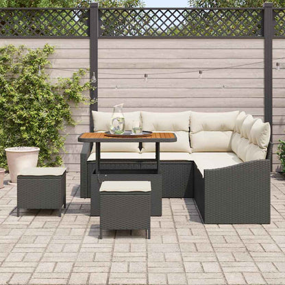 Conjunto de Sofá de Jardim 8 pcs Preto e Creme 90 x 55 x 71 cm