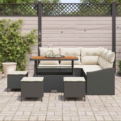 Conjunto de Sofá de Jardim 9 pcs Preto e Creme 110 x 55 x 71 cm