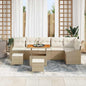 Conjunto de Sofá de Jardim 9 pcs Bege e Creme 90 x 55 x 71 cm