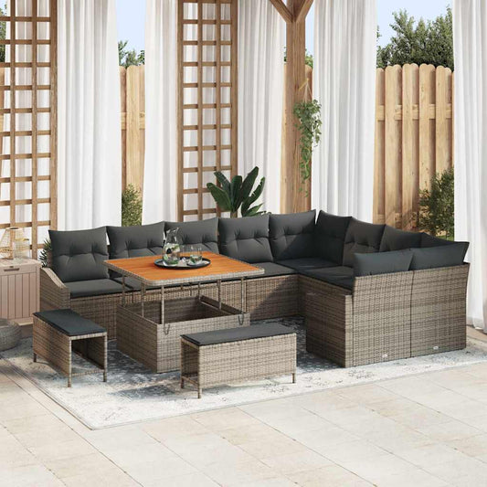 Conjunto de Sofá de Jardim 12 pcs Cinzeto 100 x 100 x 71 cm