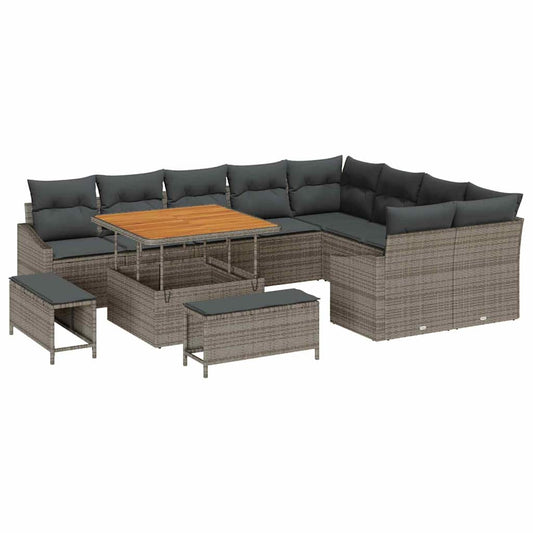 Conjunto de Sofá de Jardim 12 pcs Cinzeto 100 x 100 x 71 cm