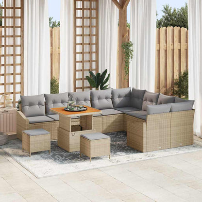 Conjunto de Sofá de Jardim 12 pcs Bege e Cinza Claro