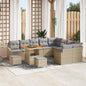 Conjunto de Sofá de Jardim 12 pcs Bege e Cinza Claro