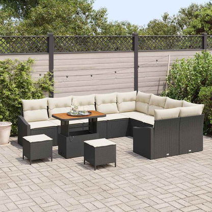 Conjunto de Sofá de Jardim 12 pcs Preto e Creme 90 x 55 x 71 cm