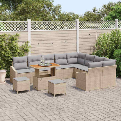 Conjunto de Sofá de Jardim 12 pcs Bege e Cinza Claro