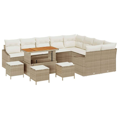 Conjunto de Sofá de Jardim 13 pcs Bege e Creme 110 x 55 x 71 cm