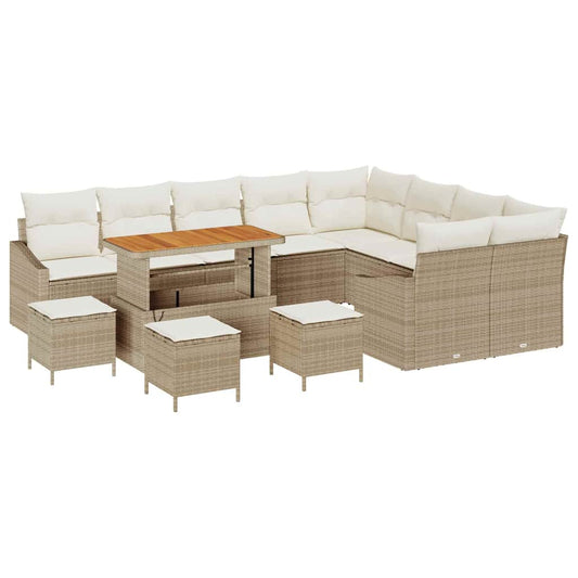 Conjunto de Sofá de Jardim 13 pcs Bege e Creme 110 x 55 x 71 cm