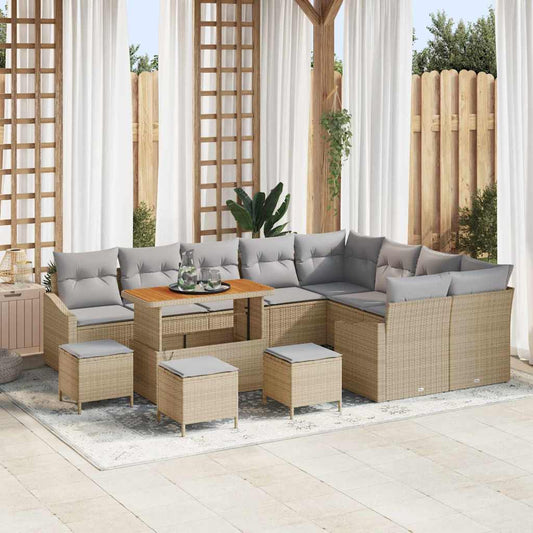 Conjunto de Sofá de Jardim 13 pcs Bege e Cinza Claro