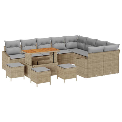 Conjunto de Sofá de Jardim 13 pcs Bege e Cinza Claro