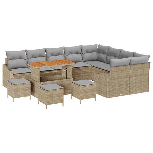 Conjunto de Sofá de Jardim 13 pcs Bege e Cinza Claro