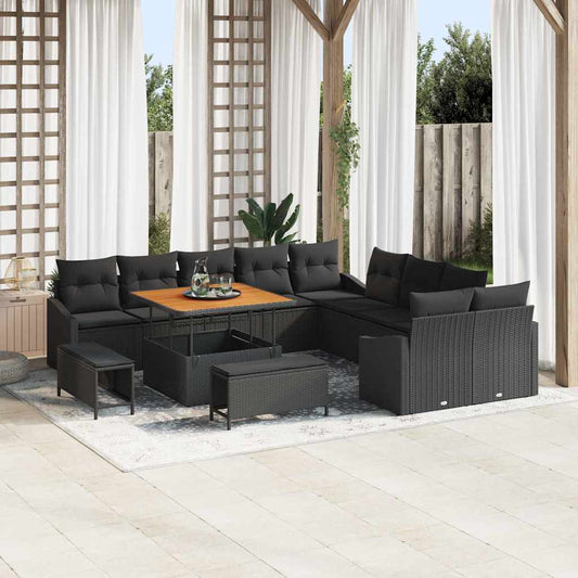 Conjunto de Sofá de Jardim 13 pcs Preto 100 x 100 x 71 cm