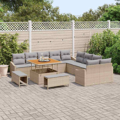 Conjunto de Sofá de Jardim 13 pcs Bege e Cinza Claro