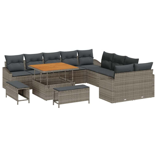 Conjunto de Sofá de Jardim 13 pcs Cinza Claro e Cinza Escuro