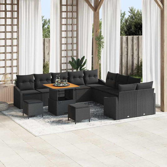 Conjunto de Sofá de Jardim 13 pcs Preto 100 x 100 x 71 cm