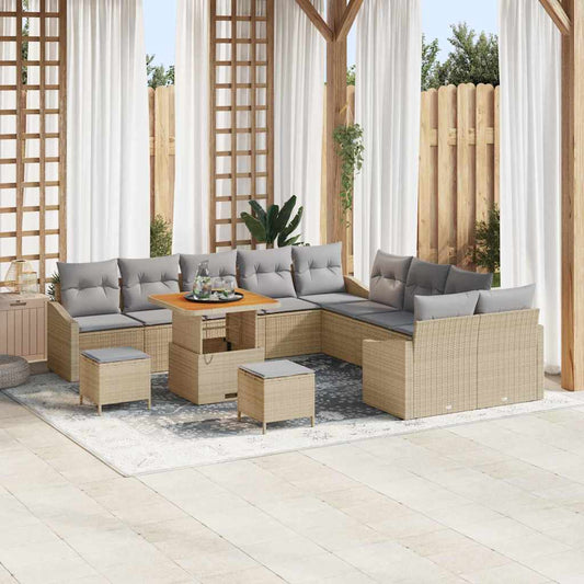 Conjunto de Sofá de Jardim 13 pcs Bege e Cinza Claro