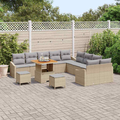 Conjunto de Sofá de Jardim 13 pcs Bege e Cinza Claro