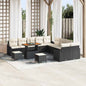 Conjunto de Sofá de Jardim com almofada 13 pcs Preto e Creme