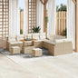 Conjunto de Sofá de Jardim com almofada 13 pcs Bege e Creme