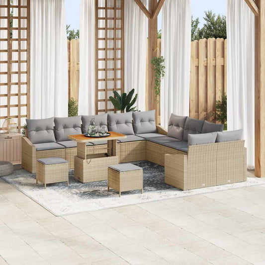Conjunto de Sofá de Jardim 13 pcs Bege e Cinza Claro