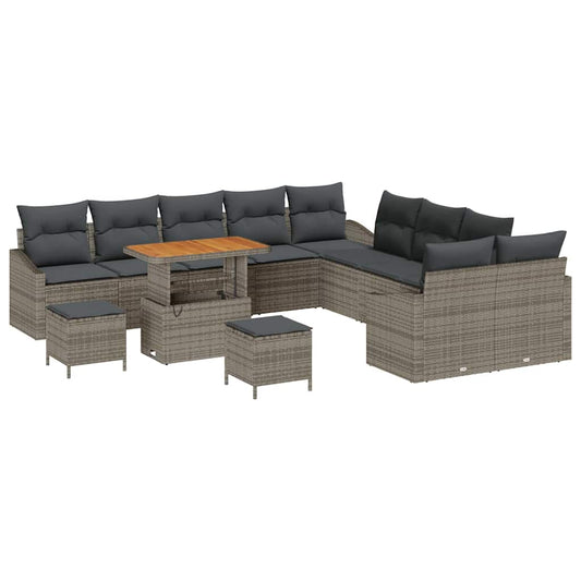 Conjunto de Sofá de Jardim 13 pcs Cinza Claro e Cinza Escuro