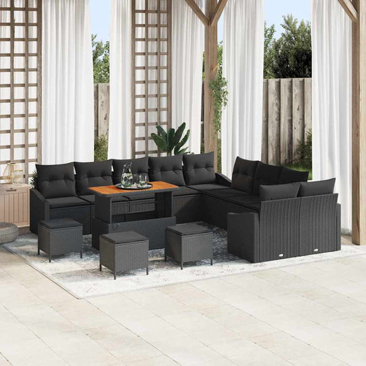 Conjunto de Sofá de Jardim 13 pcs Preto 100 x 100 x 71 cm
