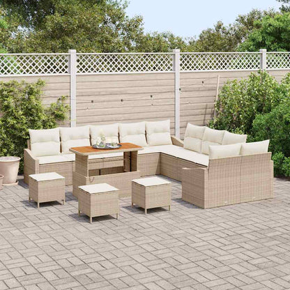 Conjunto de Sofá de Jardim com almofada 13 pcs Bege e Creme