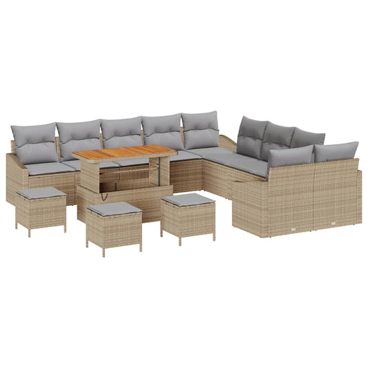 Conjunto de Sofá de Jardim 13 pcs Bege e Cinza Claro