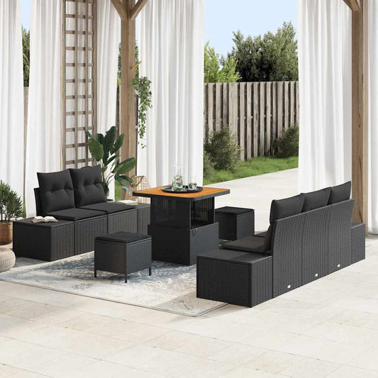 Conjunto de Sofá de Jardim 8 pcs Preto 80 x 80 x 71 cm