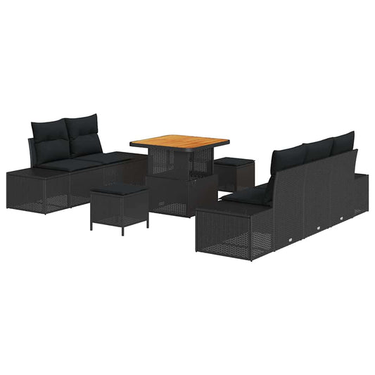 Conjunto de Sofá de Jardim 8 pcs Preto 80 x 80 x 71 cm
