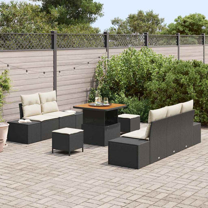 Conjunto de Sofá de Jardim 8 pcs Preto e Creme 80 x 80 x 71 cm