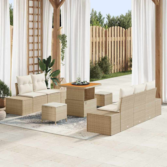 Conjunto de Sofá de Jardim 8 pcs Bege e Creme 80 x 80 x 71 cm