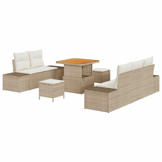 Conjunto de Sofá de Jardim 8 pcs Bege e Creme 80 x 80 x 71 cm