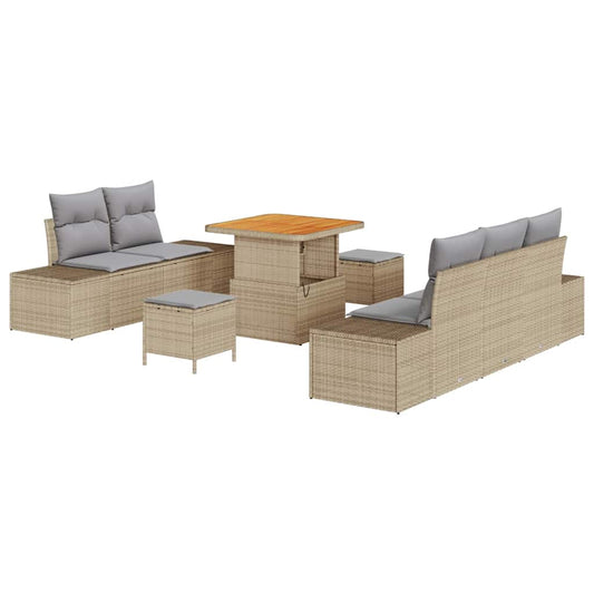 Conjunto de Sofá de Jardim 8 pcs Bege e Cinza Claro
