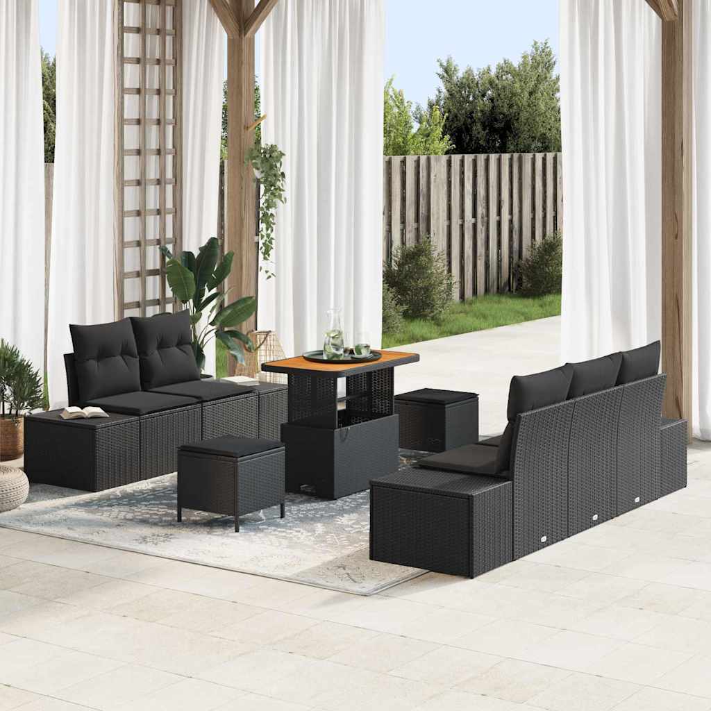 Conjunto de Sofá de Jardim 8 pcs Preto 90 x 55 x 71 cm