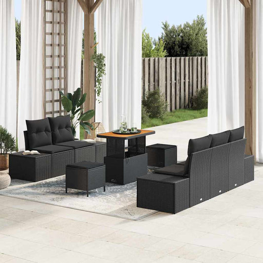 Conjunto de Sofá de Jardim 8 pcs Preto 90 x 55 x 71 cm
