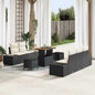 Conjunto de Sofá de Jardim 8 pcs Preto e Creme 90 x 55 x 71 cm