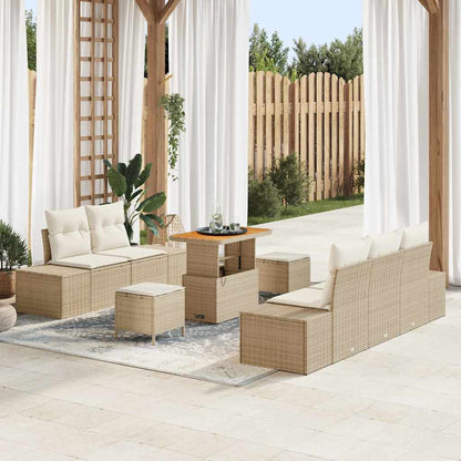 Conjunto de Sofá de Jardim 8 pcs Bege e Creme 90 x 55 x 71 cm