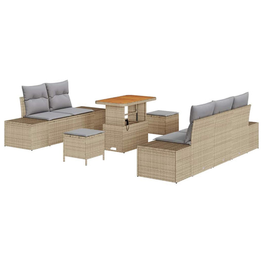 Conjunto de Sofá de Jardim 8 pcs Bege e Cinza Claro