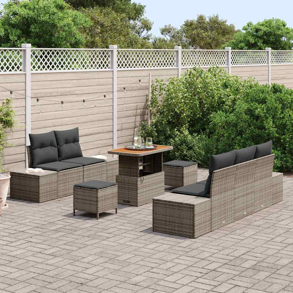 Conjunto de Sofá de Jardim 8 pcs Cinza Claro e Cinza Escuro