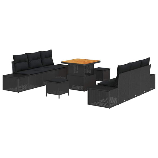Conjunto de Sofá de Jardim 9 pcs Preto 80 x 80 x 71 cm
