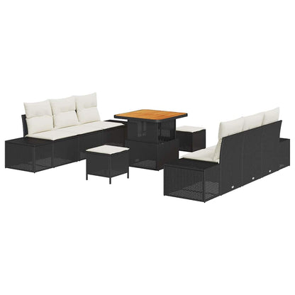 Conjunto de Sofá de Jardim 9 pcs Preto e Creme 80 x 80 x 71 cm